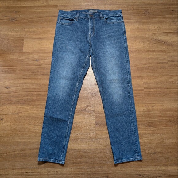 LL Bean Signature Jeans Mens 36x32(37x31) Blue Slim Straight Fit Heritage Taper - Picture 1 of 12